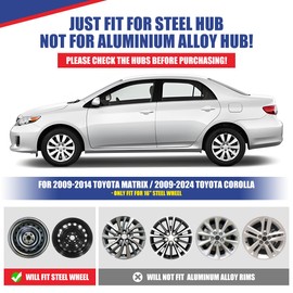 CPW 16 Inch Hubcaps Fit for 2009-2025 Toyota Corolla w/Decoration Nuts, Wheels Rim Cover Compatible with Toyota Corolla 16'' Steel Wheels, ABS & PC Material Hub Caps Set of 4 (16'', Chrome)