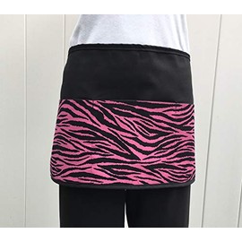 Waitress, or Server, Pink Zebra animal print apron 3 pockets, 300 more designs apron prints available (Handmade) black half aprons, kitchen, and restaurants