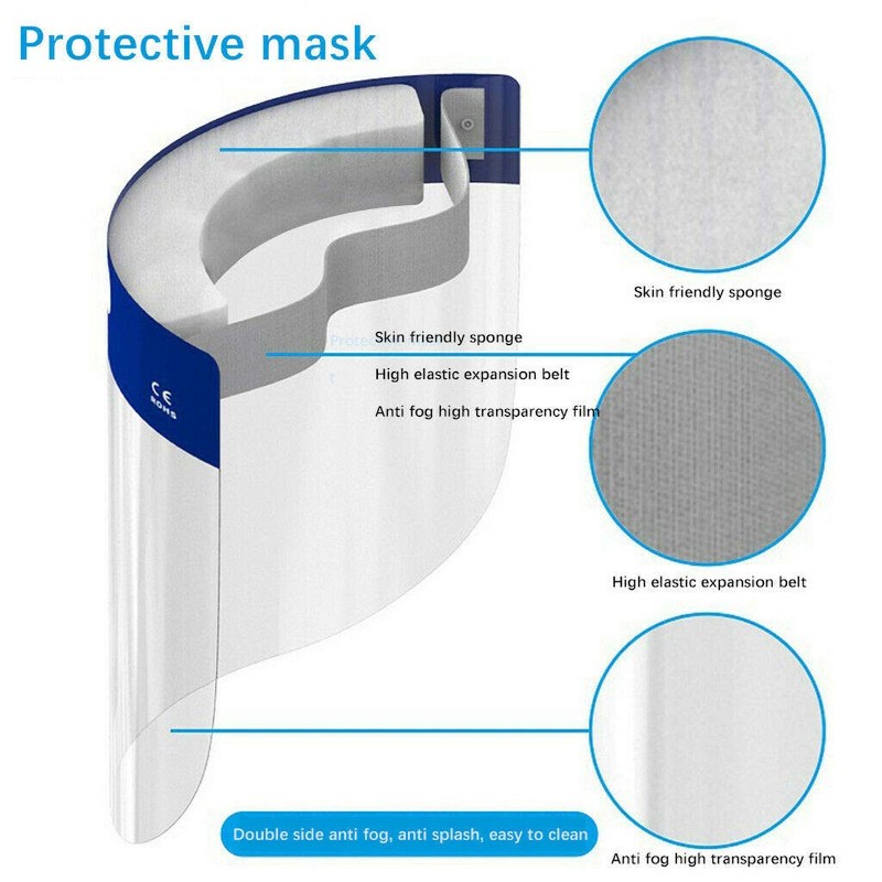 Komonee Face Shield Reusable Plastic Safety Visor Screen Transparent Cover