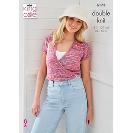 King Cole Women’s Knitting Pattern Easy Double Knit Cardigans (6173), 32” – 50” (81cm – 127cm)