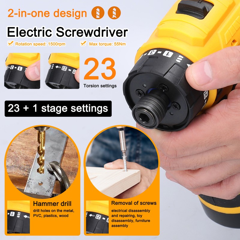 16.8V Lithium Screwdriver 55Nm Torque Multifunctional Repairing Tool Kit Electric
