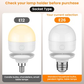 SCOPOW 1PC Rechargeable Light Bulbs with Remote Control Timer and 3 Color Temperature Rechargeable Battery Operated Light Bulb (5W+E26+3Colors+1PC)