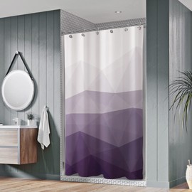 Sunlit Designer 36 x 72 Inches Small Stall Shower Curtain, Ombre Purple RV Half Size Narrow Fabric Shower Curtains for Bathroom Decor, Contemporary Geometric Bathroom Curtains, Purple