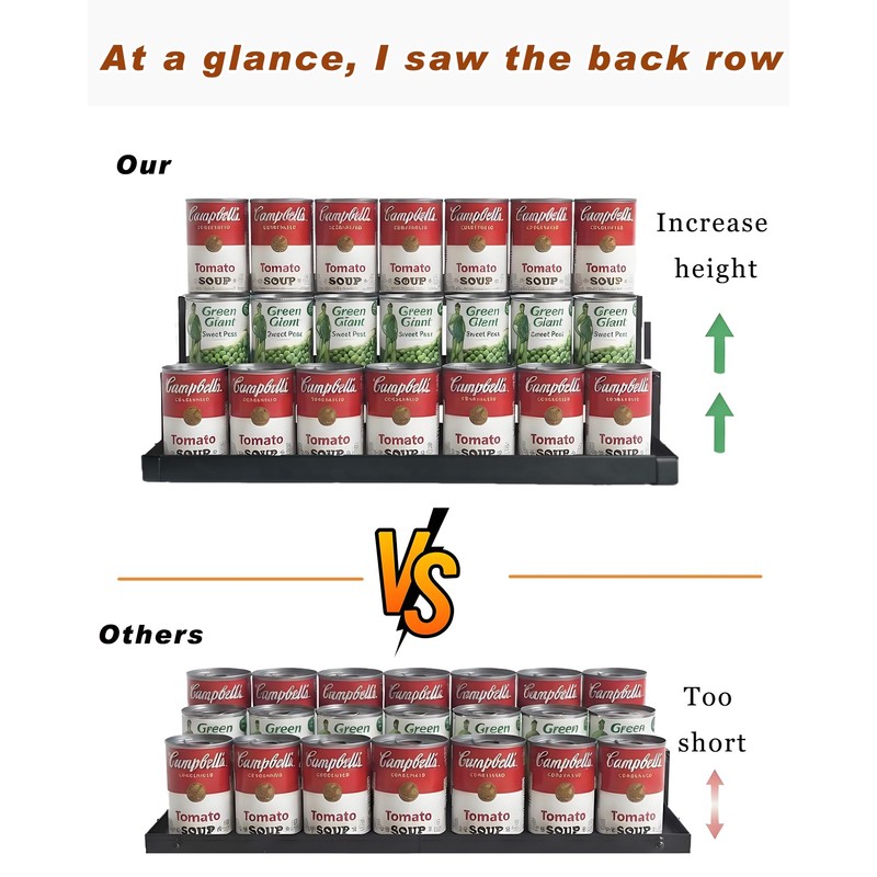 Expandable Can Rack Organizer for Pantry, 3-Tier Adjustable Can Storage