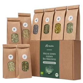 Tea Yourself Mixing Set Gift with Herbs - Organic Herbal Tea Gift Set Christmas with 8 Delicious Tea Varieties for DIY Tea Mix DIY