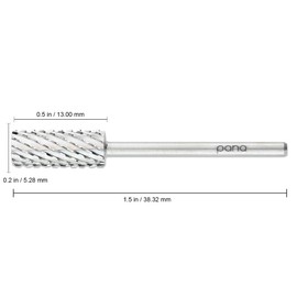PANA Flat Top Small Barrel 3/32" Shank Size - (Silver, 2X Coarse Grit) - Fast remove Acrylic or Hard Gel Nail Drill Bit for Manicure Pedicure Salon Professional or Beginner