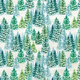 Jillson Roberts Bulk Christmas Gift Wrap, Snowy Trees, 1/4 Ream 208 feet x 24 inches