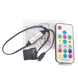 Mini 3-Pin 5V ARGB Controller for Digitally Addressable RGB LEDs with 17 Keys RF Remote Control (5V 3Pin Molex)