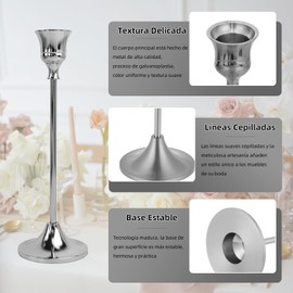 Juego De 3 Candeleros Portavelas，Candelero decorativo de metal para salón，Portavelas CóNicos，pieza central de decoración elegante para mesa，Candelabros para bodas, fiesta de Navidad, cumpleaños.