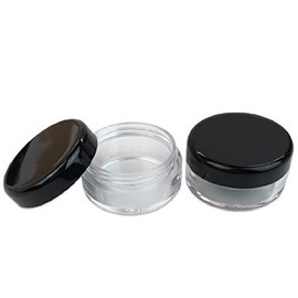 Amazing Plaza 100 pcs New Empty Cosmetic Storage Containers Black Cap Clear Base Plastic Cosmetic Containers 5 Gram Size Pot Jars Eye Shadow Container Lot Size:Diameter: 1 1/4" inch X Height: 3/4 inch. (Comes With 1 FREE Fuji Nail Decal)?