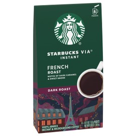 Starbucks VIA Instant Coffee, Dark Roast Coffee, French Roast, 100% Arabica, Single-Serve, 1 Box (8 Packets)