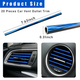 Kewucn 20 PCS Car Air Conditioner Vent Decorative Strip, Waterproof Bendable Auto Air Vent Decoration, Universal Vehicle Interior Accessories Suitable for Straight Air Vents (Blue)