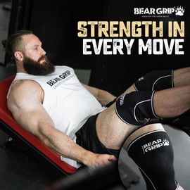 Bear Grip Premium 7 mm Compression and Support KNEE HIGH Darstell End Athletes Keep Fit without damaging your Knee Sleeves (Pair) – 1 Year Warranty, m