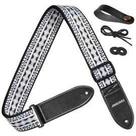 Amumu Embroidery Guitar Strap adjustable for Acoustic, Electric, Bass Guitars - 2” Wide