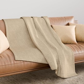 100% Cotton Waffle Weave Blanket for King Size (Medium Cotton - 90" x 108"), Warm & Cozy, Super Soft Blanket, Lightweight & Breathable Winter Blanket, Perfect for Christmas