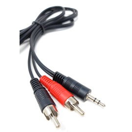DRUT 1m 3.5mm to Twin RCA Stereo Aux Phono Audio Cable Mini Jack Lead Cord Y Splitter Headphone Cord RCA Y Splitter Adapter 3.3ft Black Nickel Connectors