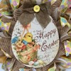 Distressed Burlap Easter Egg Chick Wreath Handmade Deco Mesh