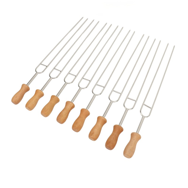 8 Pcs Stainless Steel Barbecue Fork Roasting Stick with Temperature