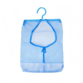 Clothes Peg Bag for Washing Line, 22 x 30 cm Mesh Peg Bag with Hanger, Reusable & Washable Multi-Purpose Organizer, Storage Basket for Drying Clothes in Bathroom Kitchen College Dorm (Blue, M)