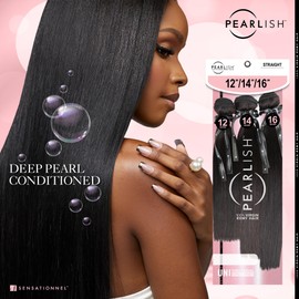 Sensationnel Pearlish multi bundle - straight deep pearl conditioned 15a soft remy beauty supply sew in or glue on human hair layered lengths (18 20 22 inch, NATURAL)