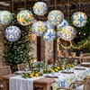 Capri Lemon Paper Lanterns Mediterranean Yellow Blue Tiles Hanging Decor