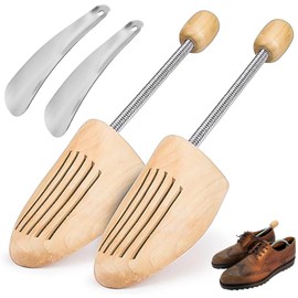 XTUDOU® Pack of 2 Wooden Shoe Tree with Steel Spring, Women's Shoe Tree Made of Natural Wood, Suitable for All Shoes, Kink Protection, Wooden Shoe Separators or Trainers (Size 42-46), Original wood