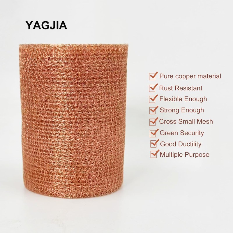 YAGJIA Copper Mesh Rodent Control 5 in x 33 ft,