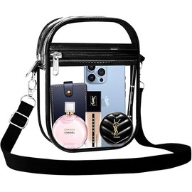 RETZLA Clear Stadium Approved Bag, Clear Crossbody Purse with Front Pocket for Concerts, Sports Events and Festivals (Small-clear)