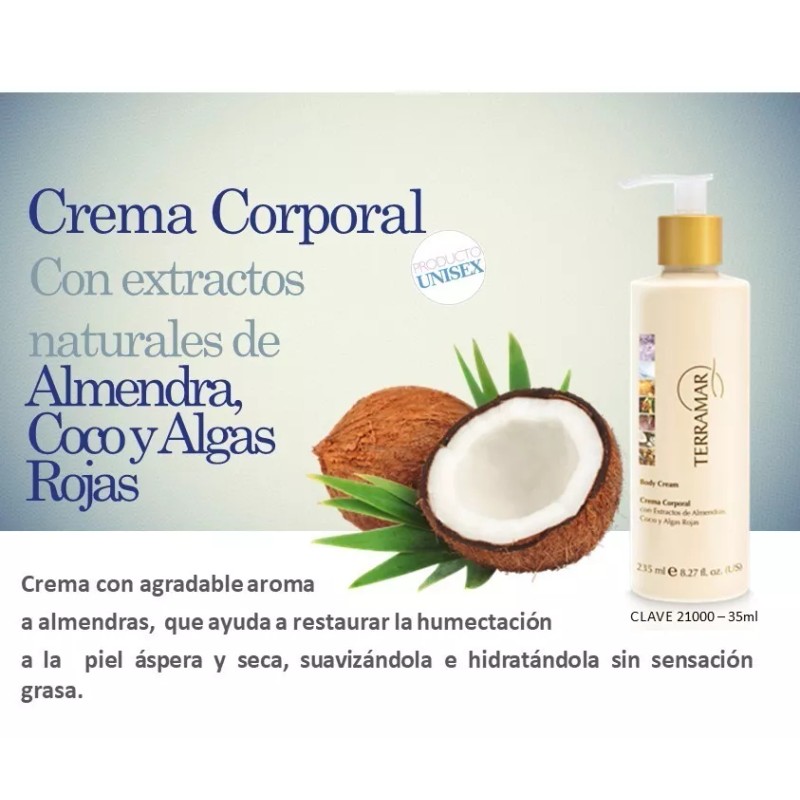 Terramar Crema Corporal Con Almendra, Coco Y Algas Rojas