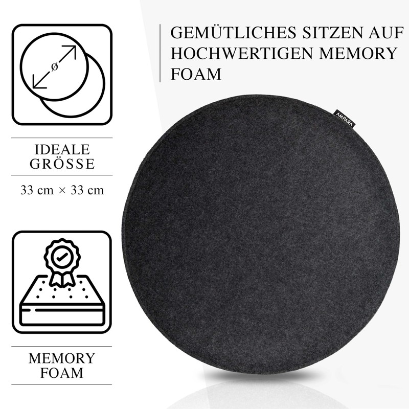 Ampara - Set of 4 Chair Cushions Round 33 cm