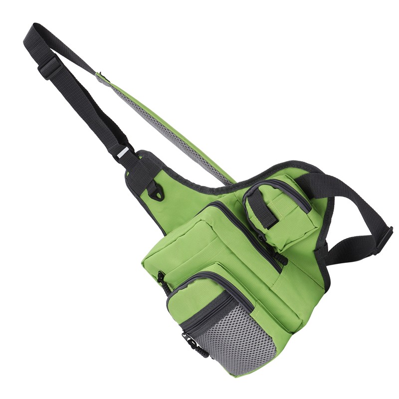 Polyester Multifunctional Fishing Tackle Crossbody Bag with Adjustable Shoulder Straps(Green