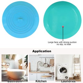 Bathtub Drain Stopper 2 Pack, 5 inches Silicone Tub Stopper Drain Cover, Bath Tub Plug Hair Stopper,Universal Flat Suction Hair Water Shower Stopper Bath Accessories (Blue&Green)