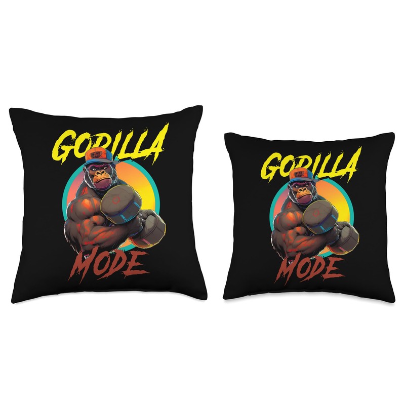 Bodybuilding Gorilla Mode workout Throw Pillow