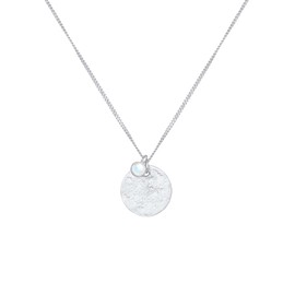 Elli Women's Organic Coin Pendant Necklace with Moonstone in 925 Sterling Silver, Sterling Silver, Moonstone
