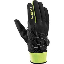 LEKI PRC Boa Shark Gloves, Black/Neon Yellow, EU 7.5