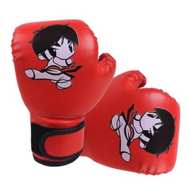 Boxing Gloves - Red, Blue, Cartoon Design - 16 Oz Kickboxing Gloves (Red)