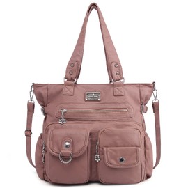 Angelkiss Purses Handbags for Women PU Tote Satchel Bags for Women Pockets Shoulder Bags… A-pink