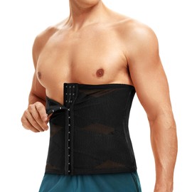 SCARBORO Waist Trainer Trimmer for Men Faja Body Shaper Girdle Sweat Stomach Corset Belly Band (Black, Large)