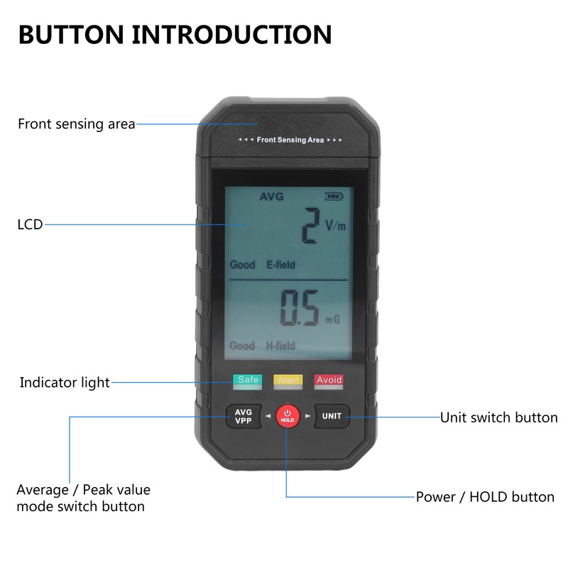 Electromagnetic Radiation Tester Digital LCD EMF Detector for Home EMF