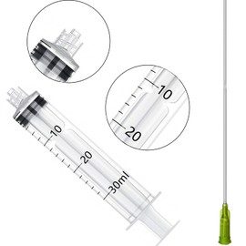30ml Syringe with Long Tip-14Ga x 7”- Blunt Tip and Luer Lock, Great for Measuring and Refilling