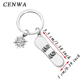 CENWA Snowboarder Gift 3D Snowboard and Snowflake Pendant Snowboarding Keychain Snowboarder Team Gift (Snowboarding Keychain)