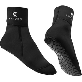 Khroom 3 mm Neoprene Socks Size 32-46 Men, Women, Children | Water Socks with Non-Slip Sole Suitable for Fins - Black - Waterproof Aqua Socks for Beach and Beach Volleyball | Swimming Socks, black