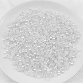 Mulutoo 4000PCS 5mm Round Half Pearls for Crafts Jewelry Scrapbooking, Decoration (40-White)