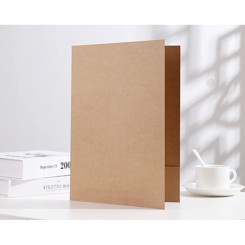 Pack of 10 A4 Cardboard Presentation Folders with Pocket, Document