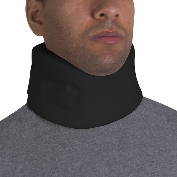 OTC Cervical Collar, Soft Contour Foam, Neck Support Brace, Black Wide 3.5" Depth, Universal