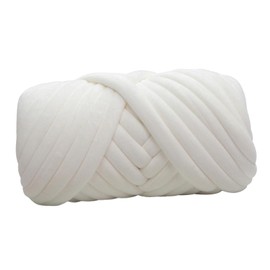 chiwanji Cloth Polyester Chunky Yarn Crocheting 250G Soft Arm Knitting Yarn Weight Yarn Bulky Yarn for Rug Making DIY Pillow Baskets Sweaters, White