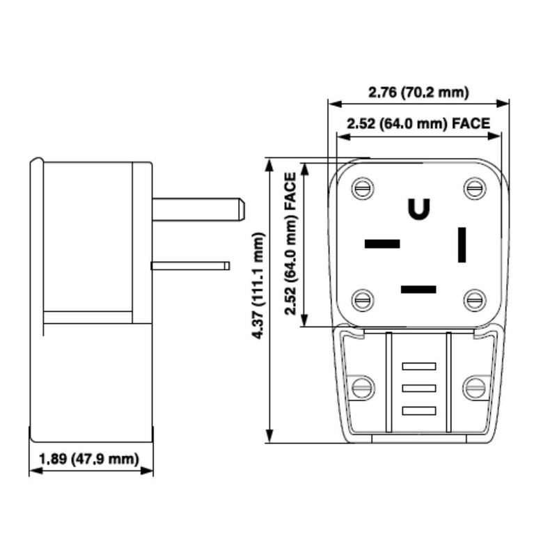 Leviton 50 Amp, 250 Volt, 3PY, Straight Blade, Plug, Industrial
