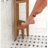 AquaTeak Kai Teak Corner Bath Shelf with Angled Shaving &