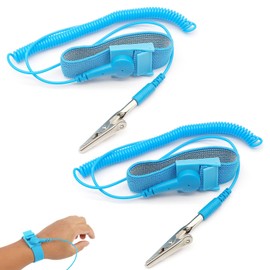 Anti-Static Adjustable Wrist Strap with Coated Stainless Steel Band and 1.8M Grounding Cord,ESD Discharge Bracelet for Electronics Repair, Static Protection,Wired Grounding Wristband