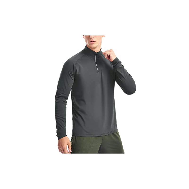 Mens 1/4 Zip Pullover Lightweight(Steel Grey,XL)